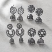 Silver Earrings for women Combo chandbali pearl