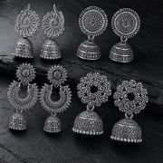 Silver Earrings for women Combo chandbali pearl