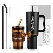 Stainless Steel Tumbler with Lid & Straw, 100% Leakproof Tumblers