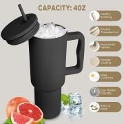 Stainless Steel Tumbler with Lid & Straw, 100% Leakproof Tumblers